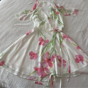 Floral Wrap Dress - Pink and Green